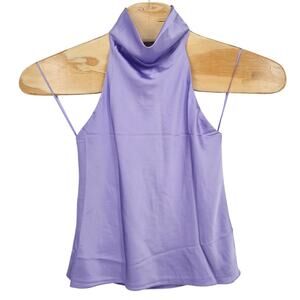 NWT Do + Be Lilac Purple Sleeveless Satin Halter Neck Open Back Tank Top Small